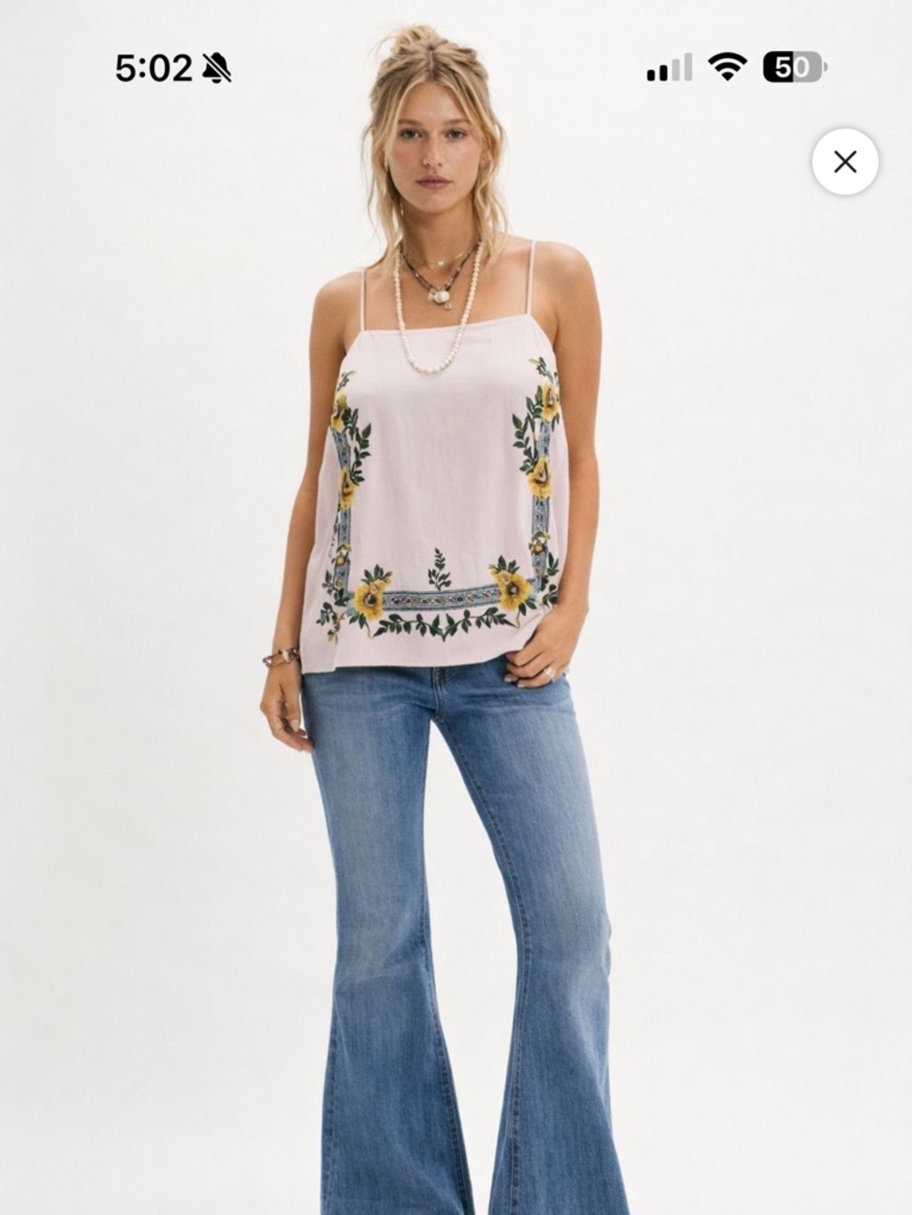 Free People Embroidered Cami Tank
